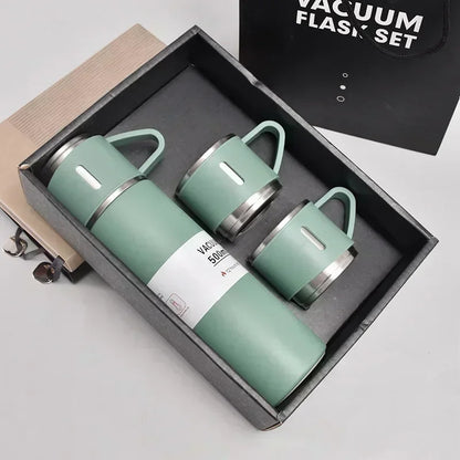 3 Cup Double-Layer Stainless Steel Vacuum Flask Set