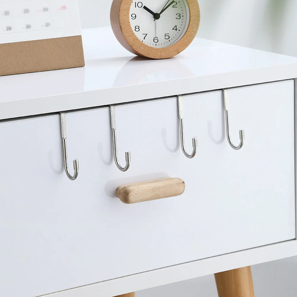 Door Hanger Hook Stainless Steel Double S-Shaped Storage Hook For Bathroom Kitchen Wall Door Organizer Wall Mounted Hooks