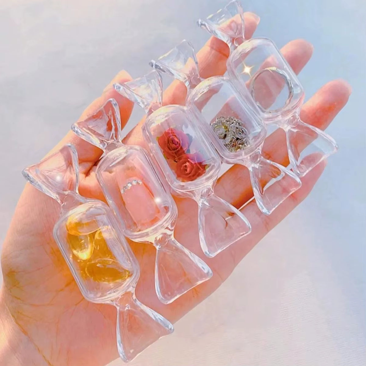 Mini Transparent Storage Box Creative Plastic Candy Ring Earrings Necklace Boxes Holder Showcase Jewelry Organizer