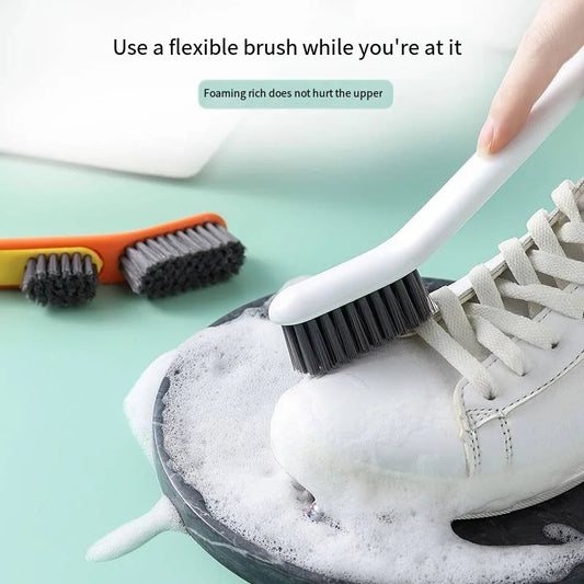 2 in 1 Detachable Shoe & Laundry Cleaning Brush with Soft Bristles - Heavy-Duty Shoe Collar,, Board & Fabric Washer Brush - Compact Multi-Surface Household Cleaning for, Clothes Care (White)