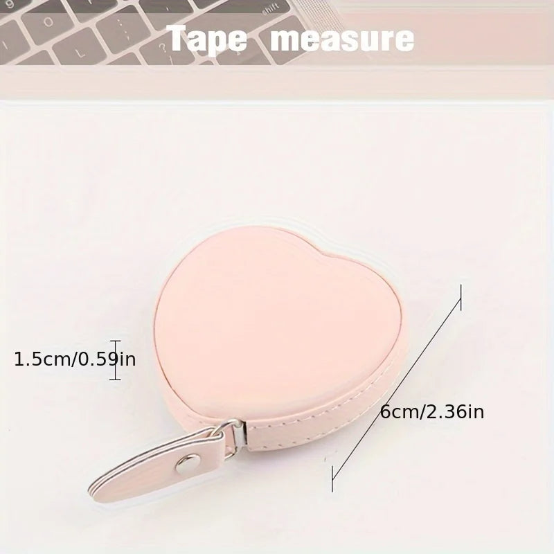 1Pc PU Leather Love Small Tape Measure Waist Tape Measure Home Use Cloth Measure 59.06 Inch Multifunctional Mini Measure