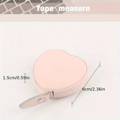 1Pc PU Leather Love Small Tape Measure Waist Tape Measure Home Use Cloth Measure 59.06 Inch Multifunctional Mini Measure