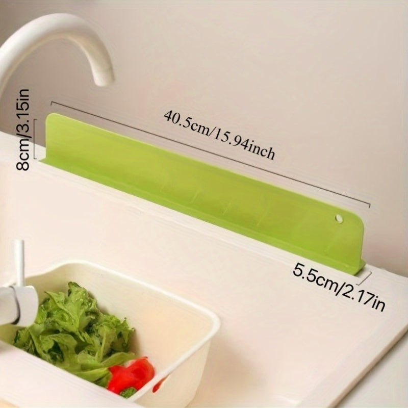 Silicone Splash Guard with Dual-Row Suction Cup & Non-Slip Adhesive - Heavy-Duty, Easy-Clean Modern Splash Barrier for Kitchen & Bathroom Sinks, Dishwashing, Bathtubs - Dishwasher Safe, Scratch-Resistant, Green/Black, Fits Ceramic, Glass, Metal Surfaces -