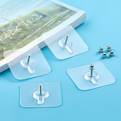 1pcs PVC Strong Adhesive Wall Hooks for Posters Seamless Wall Hooks Waterproof Durable Transparent Kitchen Bathroom Screw Hooks Hangers
