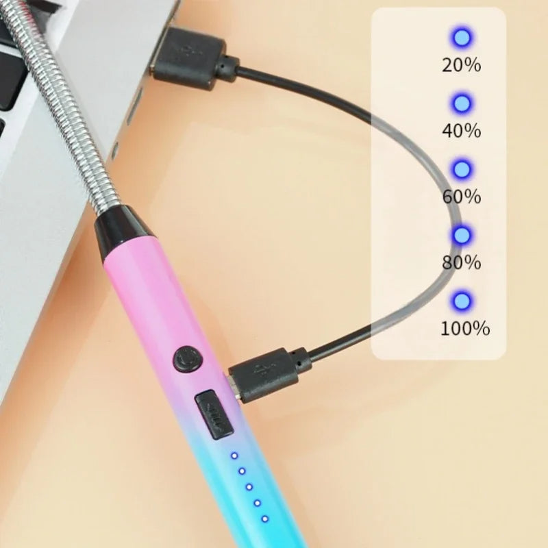 Rechargeable Electric Lighter - Windproof Electronic Pulse USB Charging Lighter Safety Ignition Switch Outdoor Kitchen Candle Electric Lighters