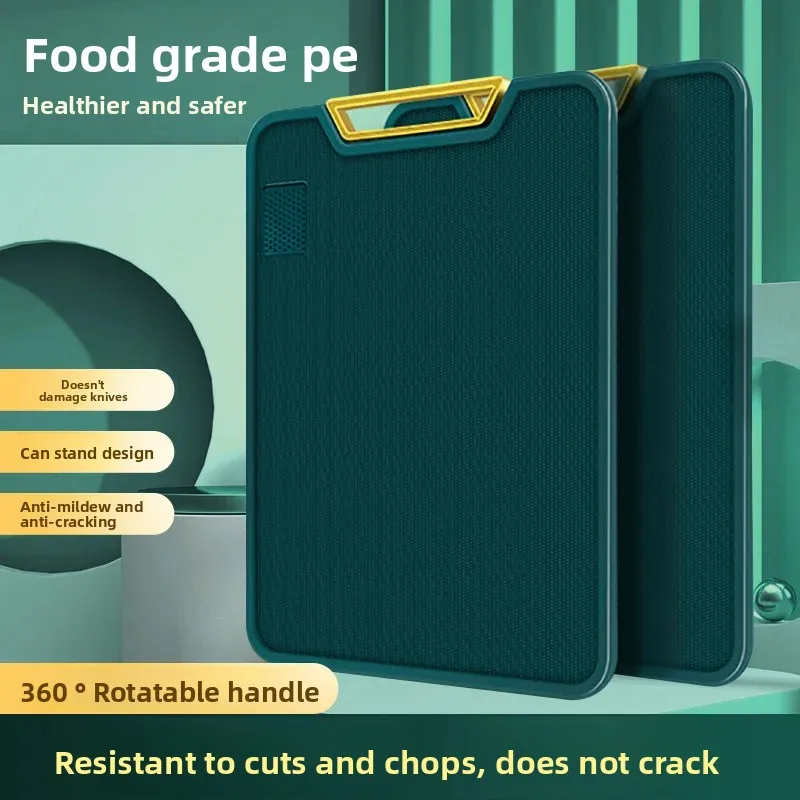 Double-sided PE Chopping Board Anti-mildew Non-slip Round Rotatable