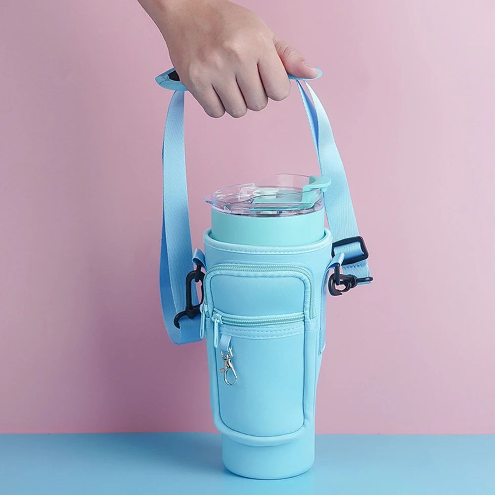 40oz Water Bottle Cover Bag Pouch With Adjustable Straps Neoprene Water Pouch Holder Bottle Carrier Bag For Stanley Quencher Cup