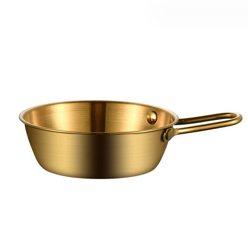 golden sauce pan 14 cm Round Rice Wine Bowl with Handle 304 Stainless Steel Household Food Sauce Bowls Cups Tableware Dinnerware Kitchen Utensils