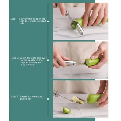 Jalapeno Pepper Chili Corer Remover Stainless Steel Corer Multifunctional Fruit Knife Coring Seed Digger Kitchen Accessories
