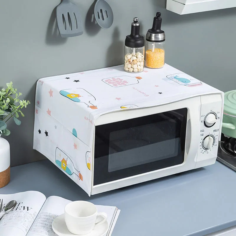 Microwave Dust Cover Waterproof Double Pocket Storage Bag Microwave Oven Cover