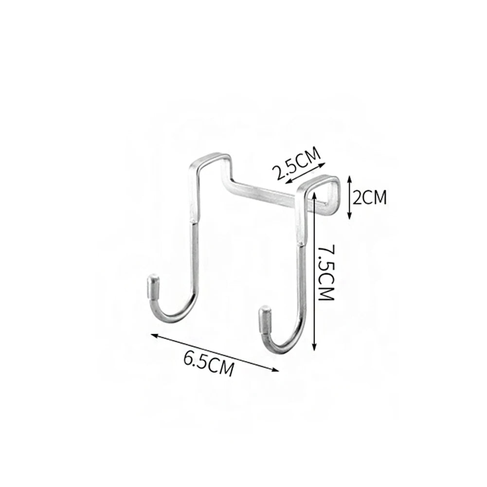 Door Hanger Hook Stainless Steel Double S-Shaped Storage Hook For Bathroom Kitchen Wall Door Organizer Wall Mounted Hooks