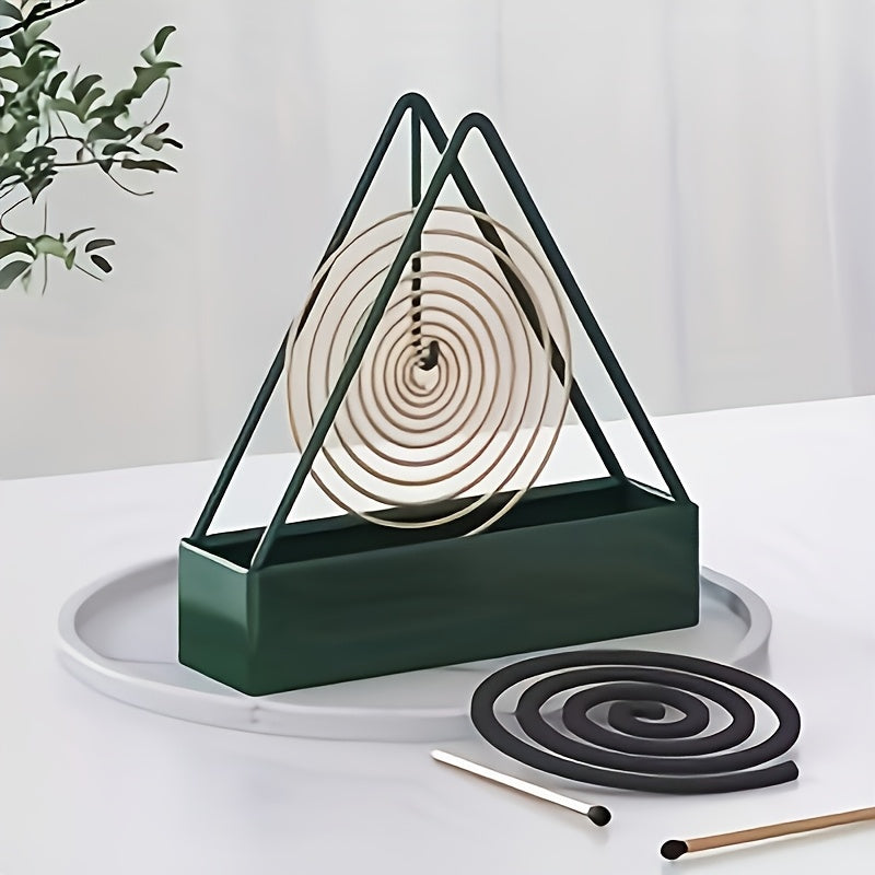 1pc Summer Mosquito Coil Holder Triangle Mosquito Coil Rack Floating Hanging Base Box Ash Catcher Creative Household Mosquito Coil Box Incense Burner, Mosquito Repellent, Outdoor Mosquito Protection, Triangle Design, Modern Incense Burner, Highquality Met