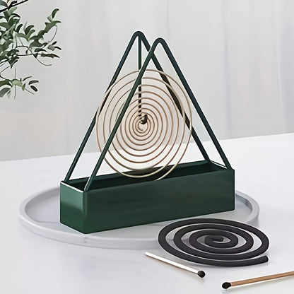 1pc Summer Mosquito Coil Holder Triangle Mosquito Coil Rack Floating Hanging Base Box Ash Catcher Creative Household Mosquito Coil Box Incense Burner, Mosquito Repellent, Outdoor Mosquito Protection, Triangle Design, Modern Incense Burner, Highquality Met
