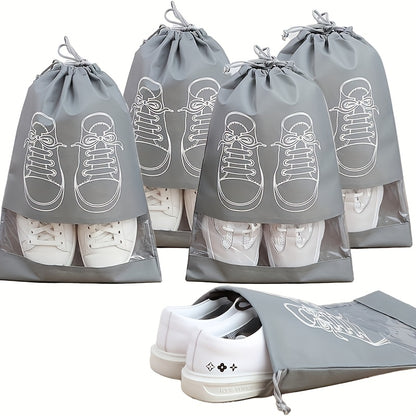Lightweight Dustproof Grey Travel Shoe Bag with Drawstring Closure - Hand Washable Non-Woven Storage Bag, Suitable for Organizing And Cleaning Shoes