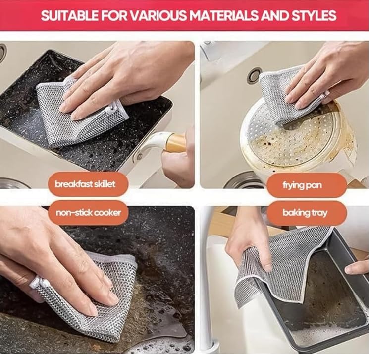 1/3/5/10 pcs Multipurpose Wire Dishwashing Rags for Wet and Dry, good quality Steel Scrubber,Wire Dishwashing Rag,Multipurpose Non-Scratch Scrubbing Wire Dishwashing Cleaning Scrubber