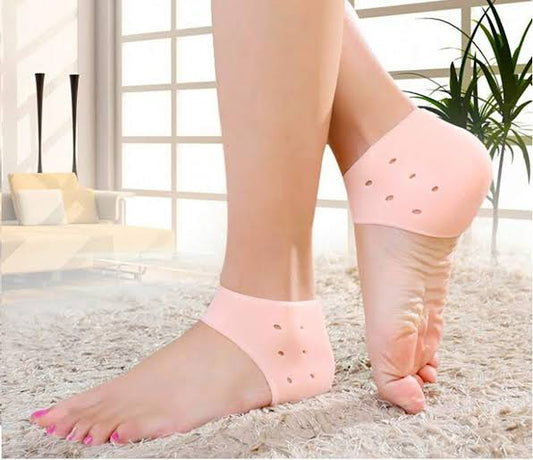 2Pcs Silicone Feet Care Socks Moisturizing Gel Heel Thin Socks with Hole Cracked Foot Skin Care Protectors Lace Heel Cover
