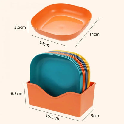 10Pcs Multi-function Spit Bone Dish Household Food Grade Plastic Spit Bone Dish Round Square Set Dining Table Garbage Plate