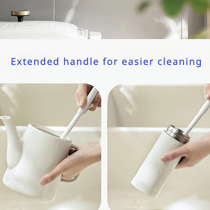 360° All-Around Silicone Bottle Brush with Foldable Head and Telescopic Handle - Portable, Reusable, Suitable for Kitchenware and Drinkware Cleaning, Ideal for All Seasons