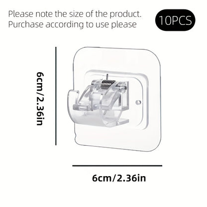 2pcs No-Drill Curtain Rod Hanger, Transparent Rod Hook, Self-Adhesive Rod Hanger, Heavy-Duty Tube Style Rod Hook, Window Decoration Installation, No-Drill Rod Hanger, Utility Hooks, Utility Hooks For Home Storage