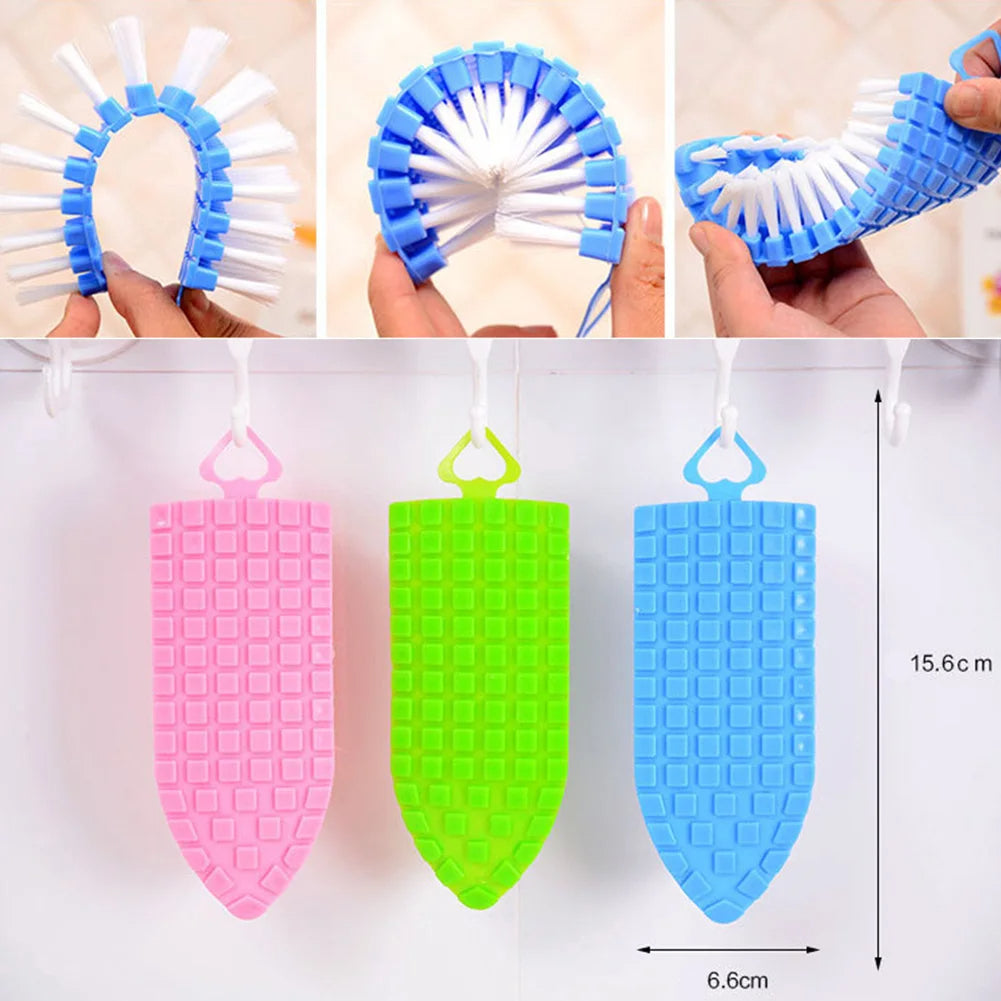 Flexible Bending Soft Brush for Home Kitchen Sink Books Corner Scrubber 360 Degree Rotating Durable Wash Clothes Toilet Brush with Hook