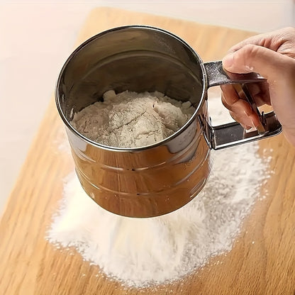 1pc of Semi-Automatic Flour Sifter, Handheld Flour Sieve, New Model for Filtering Flour, Baking Tool for Dusting, Kitchen And Restaurant Utensil