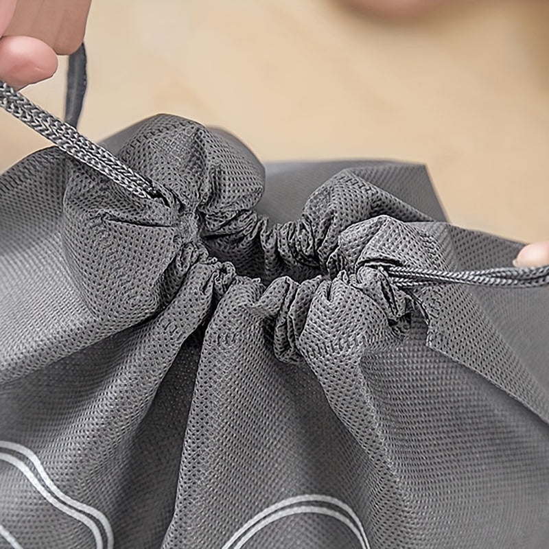 Lightweight Dustproof Grey Travel Shoe Bag with Drawstring Closure - Hand Washable Non-Woven Storage Bag, Suitable for Organizing And Cleaning Shoes
