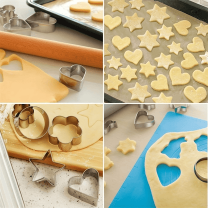 12pcs Stainless Steel Biscuit Mold Flower Shaped Circular Heart-shaped Star Shaped Biscuit Set for Kitchen Baking Tools Of Cakes, Vegetables, Sandwiches, Fruits, Candies, Biscuits, Birthday Parties, Holiday Celebrations, Baking Supplies