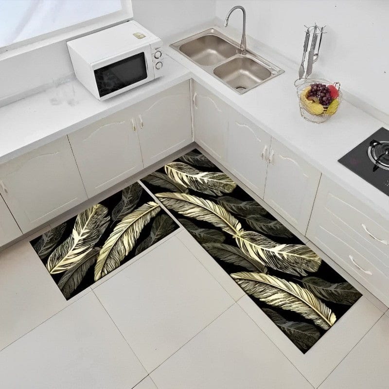 2pcs Kitchen Floor Mat Non Slip Super absorbent Bedroom Long Bedside Area Rug Soft Washable Carpet Bathroom Entrance Doormat(38 x 58cm) & Runner(38 x 117cm) approx