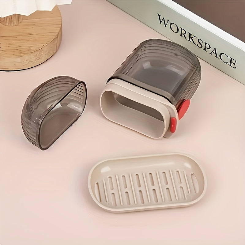 1/2pcs Portable Travel Soap Box and Toothbrush Holder, PVC Material with Drain Tray, Leakproof, Suitable for Toothbrushes and Soap Bars, Portable, Easy to Clean, Designed for Travel and Home Use, Toothbrush Holder
