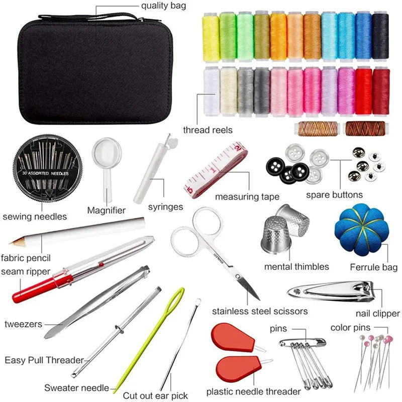98 pcs Sewing Kit Sewing Box Sewing Storage Accessories Knitting Needles Needlework Tools Elliptical Balbox Needle and Thread Box Home Practical