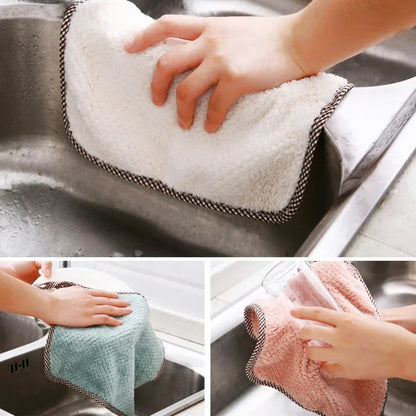 Kitchen Microfiber Towel Absorbent Kitchen Cleaning Cloth Non-stick Oil Dish Towel Tableware Household Cleaning Cloth