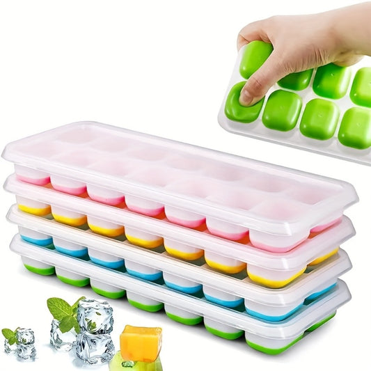 1pcs Stackable Silicone Ice Cube Molds with, Easy to Demold, 14-compartment Design, Leak-proof, Suitable for Roostertails, Can Be Used in the Refrigerator, Essential for Home and Bars | Durable Colored Silicone Material