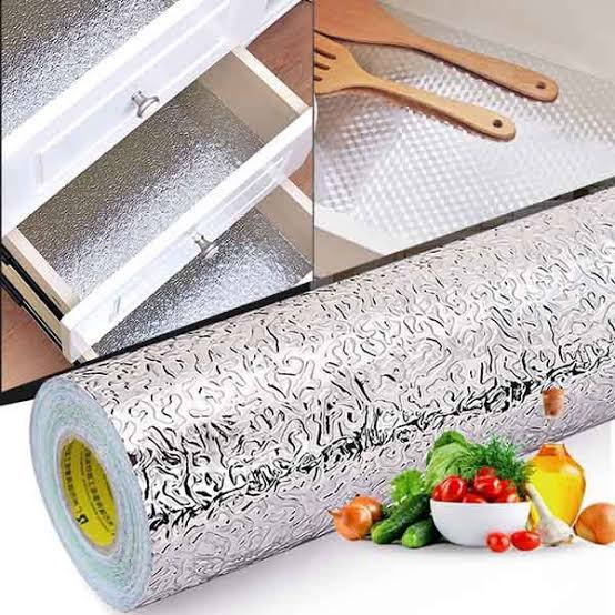 Self Adhesive Aluminium Foil Sticker Roll, Oil Proof Waterproof Aluminium Sheet DIY Wallpaper, Heat Resistant Backsplash Aluminium Sticker for Home, Kitchen, Stove, Cabinet, Wall, Drawers, and Furniture
