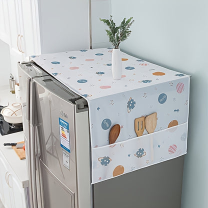 Dustproof fridge cover with pockets, waterproof cover for fridge, oil proof fridge organizer cover, kitchen accessories, kitchen organizer fridge accessories Plastic cover,