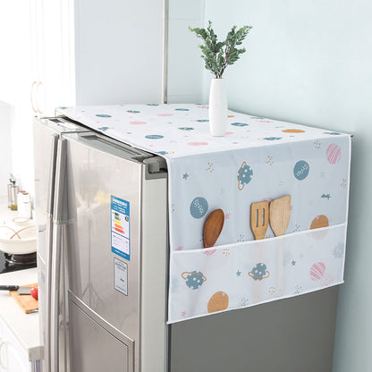 Dustproof fridge cover with pockets, waterproof cover for fridge, oil proof fridge organizer cover, kitchen accessories, kitchen organizer fridge accessories Plastic cover,
