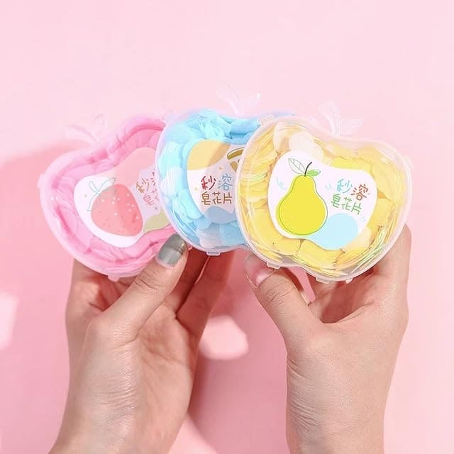 200 Pcs soap paper amazing super Unique Apple Design Soft Paper Soap - 200pcs-Portable Disposable Soap Mini Cleaning Hand Washing Soap Papers Scented Slice Washing Bath Travel Small Soap apple shape