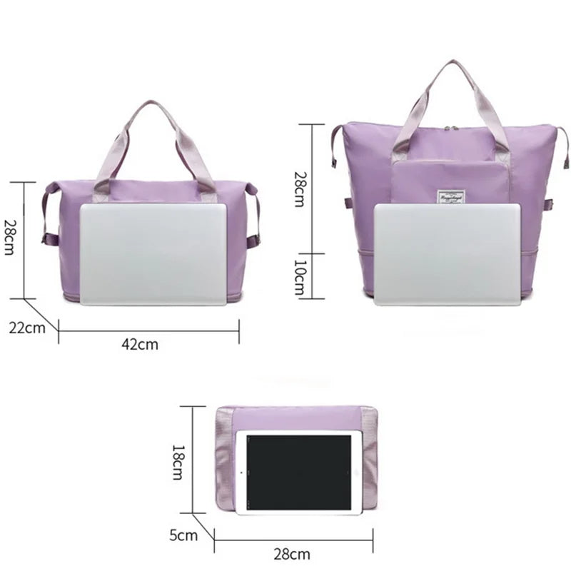 Expandable Oxford Pillow Bag Fashion Travel Duffel Bag Lightweight Foldable Travel Bag For Women And Men Tote Carry On Luggage Bag Weekender Overnight Bag