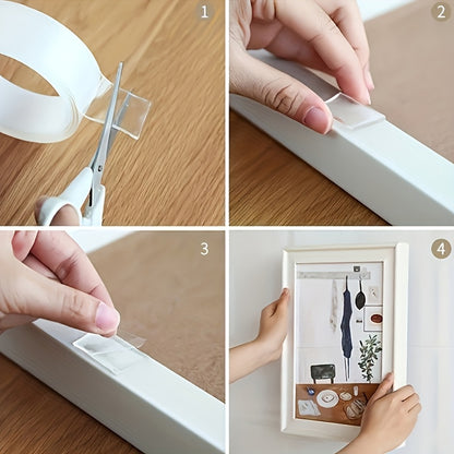 Double Sided Washable Adhesive Tape Reusable and Washable Adhesive Silicone Nano Tape with Multi-Functional Anti-Slip