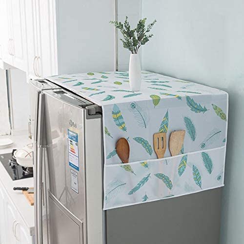 Dustproof fridge cover with pockets, waterproof cover for fridge, oil proof fridge organizer cover, kitchen accessories, kitchen organizer fridge accessories Plastic cover,
