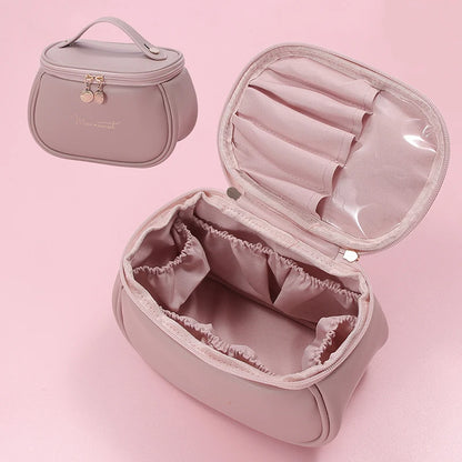 New Portable Women Makeup Bag PU Leather Large Travel Handbag Waterproof Storage Case Multifunction Toiletry Organizer