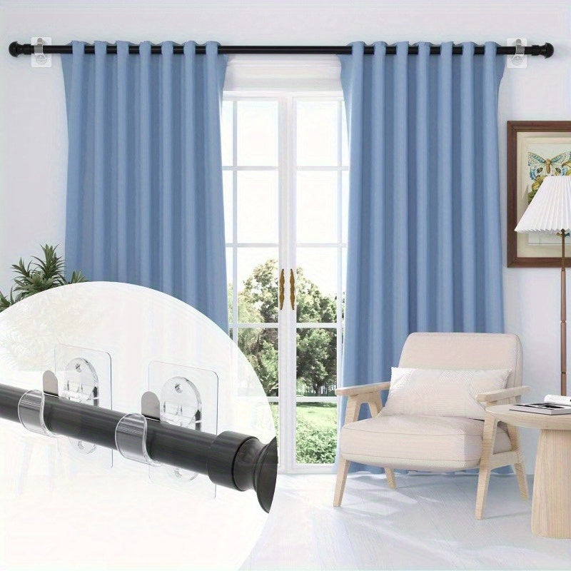 2pcs No-Drill Curtain Rod Hanger, Transparent Rod Hook, Self-Adhesive Rod Hanger, Heavy-Duty Tube Style Rod Hook, Window Decoration Installation, No-Drill Rod Hanger, Utility Hooks, Utility Hooks For Home Storage