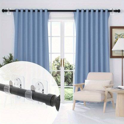 2pcs No-Drill Curtain Rod Hanger, Transparent Rod Hook, Self-Adhesive Rod Hanger, Heavy-Duty Tube Style Rod Hook, Window Decoration Installation, No-Drill Rod Hanger, Utility Hooks, Utility Hooks For Home Storage