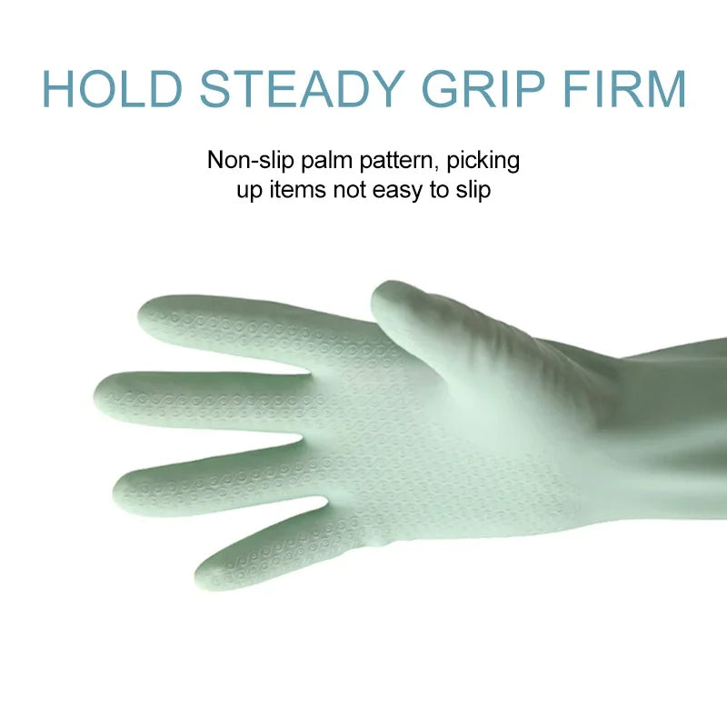 Long Latex Gloves Dishwashing Cleaning velvet Gloves Kitchen Waterproof Durable Rubber Clean Tool Interior Plush Silicone Glove
