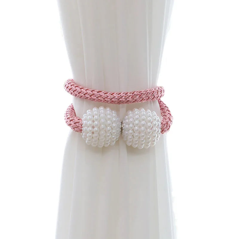 2Pcs/Set Curtain Hanging Ball Home Multifunctional Curtain Pearl Strap Rope Strap New Magnetic Hanging Ball Curtain Tool