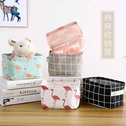 Cotton Linen Fabric Waterproof Storage Box | Foldable Books Toys Basket