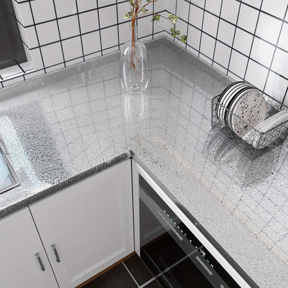 Self Adhesive Aluminium Foil Sticker Roll, Oil Proof Waterproof Aluminium Sheet DIY Wallpaper, Heat Resistant Backsplash Aluminium Sticker for Home, Kitchen, Stove, Cabinet, Wall, Drawers, and Furniture