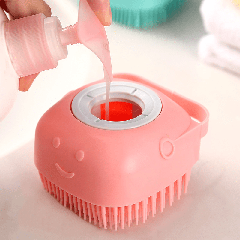 Silicone Body Bath Brush - Exfoliating, Massaging, and Cleansing Tool - Blue, Pink and Yellow