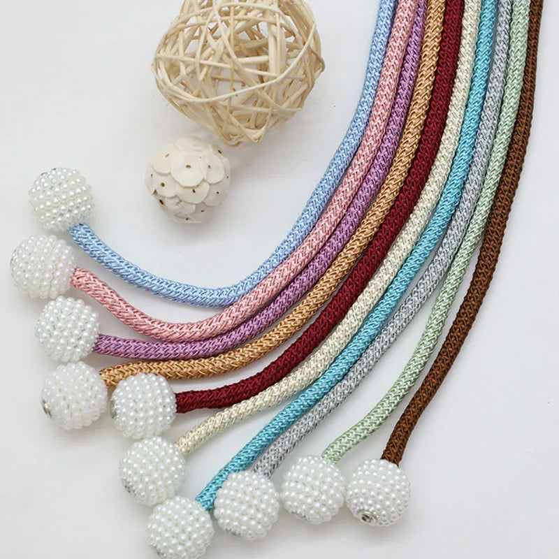 2Pcs/Set Curtain Hanging Ball Home Multifunctional Curtain Pearl Strap Rope Strap New Magnetic Hanging Ball Curtain Tool