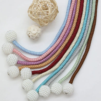 2Pcs/Set Curtain Hanging Ball Home Multifunctional Curtain Pearl Strap Rope Strap New Magnetic Hanging Ball Curtain Tool