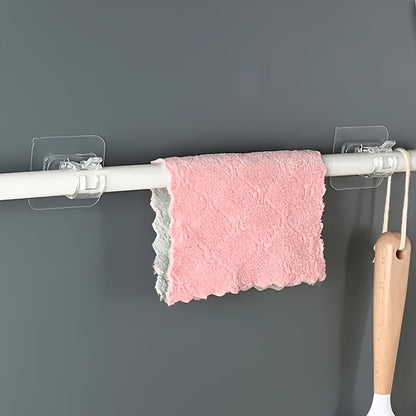 2pcs No-Drill Curtain Rod Hanger, Transparent Rod Hook, Self-Adhesive Rod Hanger, Heavy-Duty Tube Style Rod Hook, Window Decoration Installation, No-Drill Rod Hanger, Utility Hooks, Utility Hooks For Home Storage